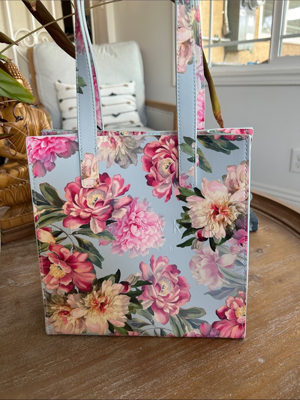 Ted Baker Floral Pink & Light Blue Tote Bag - Picture 4 of 9